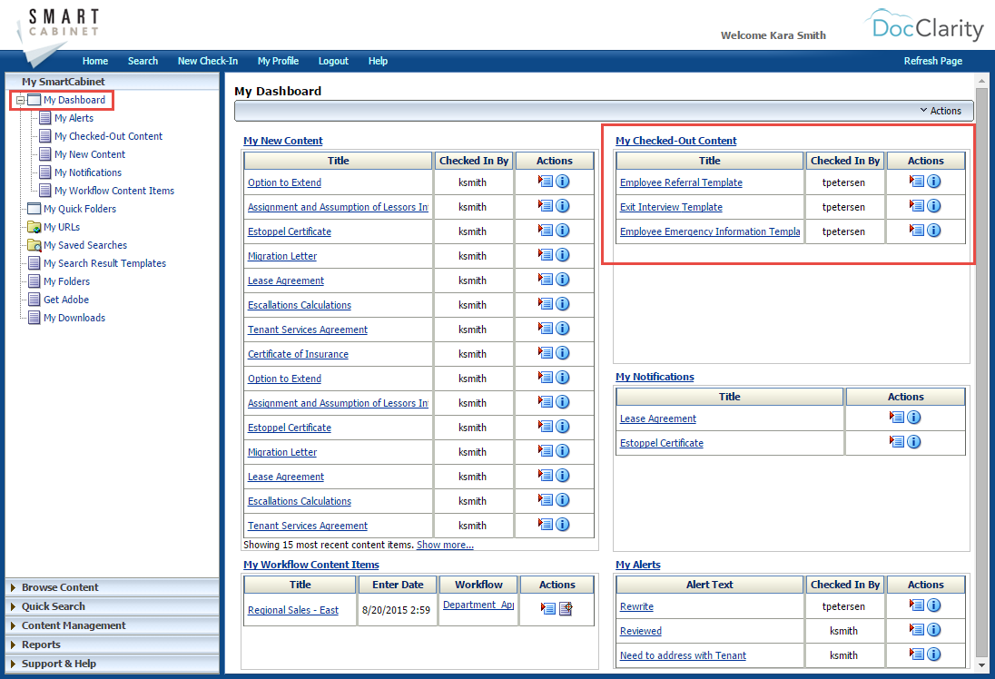 My Checked-Out Content – SmartCabinet Support